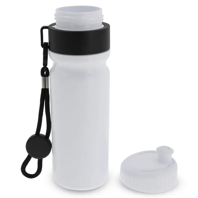Bidon Sportowy Z Obwódka I Kolorowym Sznurkiem 750ml / Biały / czarny LT98736-N0102