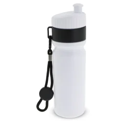 Bidon Sportowy Z Obwódka I Kolorowym Sznurkiem 750ml / Biały / czarny LT98736-N0102