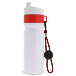 Bidon Sportowy Z Obwódka I Kolorowym Sznurkiem 750ml / Biały / czerwony LT98736-N0121