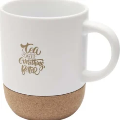 Billie kubek ceramiczny o pojemności 300 ml z detalami z korka i matowym wykończeniem / Biały 10084701