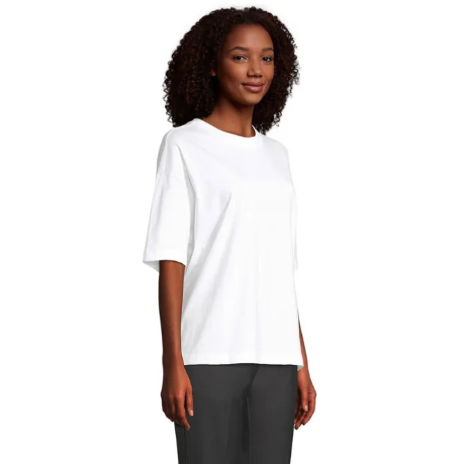 BOXY WOMEN T-SHIRT OVERSIZE / Bialy S03807-WH-XL