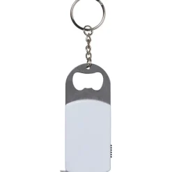 Brelok do kluczy, lampka LED, otwieracz do butelek, miara 1m / Biały V9458-02