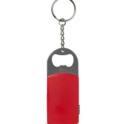 Brelok do kluczy, lampka LED, otwieracz do butelek, miara 1m / żółty V9458-08