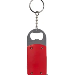 Brelok do kluczy, lampka LED, otwieracz do butelek, miara 1m / Niebieski V9458-11