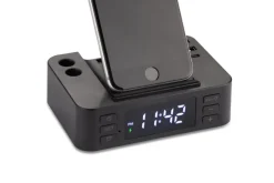 Budzik z ładowarką indukcyjną CLOCKI / Czarny 09172-02
