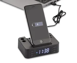 Budzik z ładowarką indukcyjną CLOCKI / Czarny 09172-02