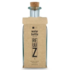 Butelka na wodę InSideOut Square z recyklingowanego szkła ReuuZ z korkiem 1 l / Transparentny LT57016-N0004