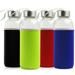 Butelka szklana 460 ml, metalowa nakrętka, neoprenowy pokrowiec / Neobottle / Jasnozielony IP37052543
