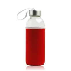 Butelka szklana 460 ml, metalowa nakrętka, neoprenowy pokrowiec / Neobottle / Czerwony IP37052552