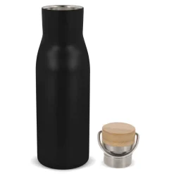 Butelka termiczna z pokrywą bambusową 500ml / Czarny LT98900-N0002
