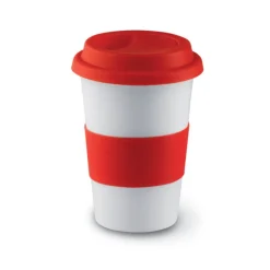 Ceramiczny kubek z przykrywką / Czerwony MO7683-05
