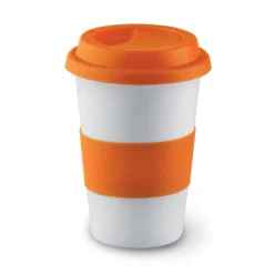 Ceramiczny kubek z przykrywką / Pomarańczowy MO7683-10