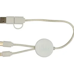 Chechia kabel do synchronizacji danych i szybkiego ładowania 5 w 1 27 W o długości 30 cm z tworzyw sztucznych pochodzących z recyklingu z detalami z bambusa / Biały 12442101