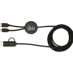 Chechia kabel do synchronizacji danych i szybkiego ładowania 5 w 1 27 W o długości 150 cm z tworzyw sztucznych pochodzących z recyklingu z detalami z bambusa / Czarny 12442290