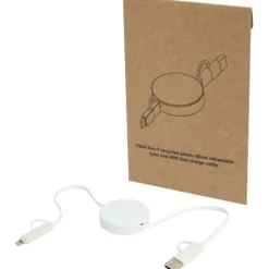 Citala zwijany kabel do synchronizacji danych i szybkiego ładowania 5 w 1 40 W o długości 90 cm z tworzyw sztucznych pochodzących z recyklingu / Biały 12443001