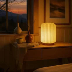 Coollux składana papierowa lampa LED Aurora na drewnianej podstawie, 22 cm / Naturalny LT40725-N0094