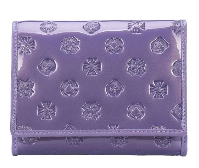 Damski portfel WITTCHEN z lakierowanej skóry z monogramem mały / Fiolet WITT34-1-070