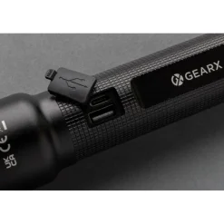 Duża latarka Gear X, ładowana przez USB, aluminium z recyklingu / Czarny P513.931