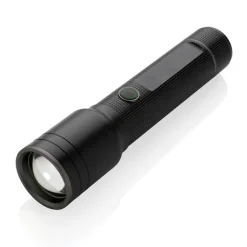 Duża latarka Gear X, ładowana przez USB, aluminium z recyklingu / Czarny P513.931