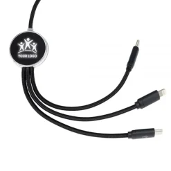 Długi kabel 3w1 z podświetlanym logo, W201TG / Czarny EG053403