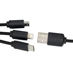 Długi kabel 3w1 z podświetlanym logo, W201TG / Czarny EG053403