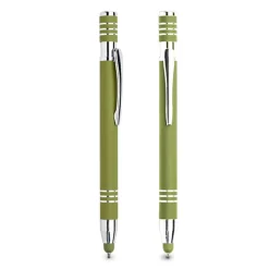 Długopis aluminiowy, gumowany, touch / Chromy / Pistachio Green IP13150448