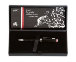 Długopis EXO Husaria Polska, czarny korpus, motyw flagi, wykończenia chromowane, etui Husaria / Czarny EXP1020.HPCTBP-CZ