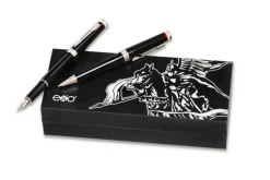 Długopis EXO Husaria Polska, czarny korpus, motyw flagi, wykończenia chromowane, etui Husaria / Czarny EXP1020.HPCTBP-CZ