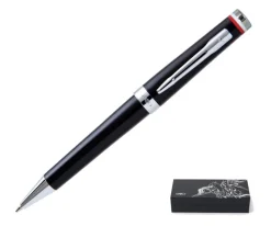 Długopis EXO Husaria Polska, czarny korpus, motyw flagi, wykończenia chromowane, etui Husaria / Czarny EXP1020.HPCTBP-CZ