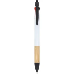 Długopis 3-kolorowy z uchwytem z bambusa / Biały LT80561-N0001