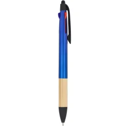 Długopis 3-kolorowy z uchwytem z bambusa / Niebieski LT80561-N0011