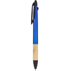 Długopis 3-kolorowy z uchwytem z bambusa / Niebieski LT80561-N0011