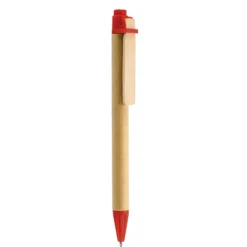 Długopis tekturowy z drewnianym klipsem / Recypen / Czerwony IP13127452