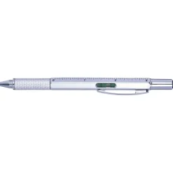Długopis wielofunkcyjny, linijka, poziomica, touch pen / Srebrny V1919-32