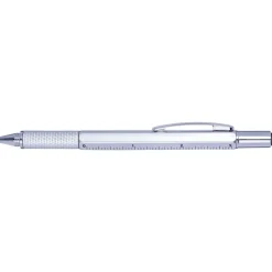 Długopis wielofunkcyjny, linijka, poziomica, touch pen / Srebrny V1919-32