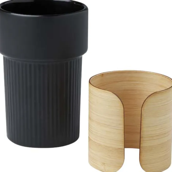 Fika kubek 340 ml z bambusową osłoną / Czarny 10080990