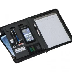 Folder A4 z notatnikiem w linie i kieszenią na tablet ISAIAH / Czarny 2063603