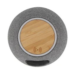 Głośnik 5 W i ładowarka bezprzewodowa 15 W R_PET & Bamboo / Szary LT95601-N0061
