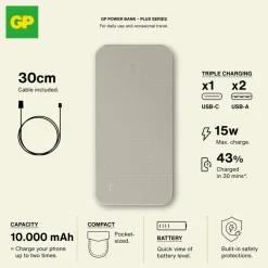 GP B+ Series Powerbank 10000 mAh / Beżowy LT45102-N0055