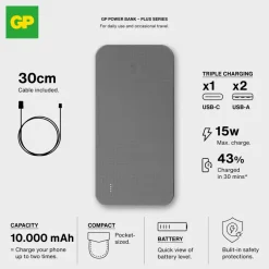 GP B+ Series Powerbank 10000 mAh / Czarny LT45102-N0002
