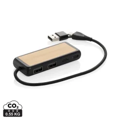 Hub USB, plastik z recyklingu / Czarny P308.5601