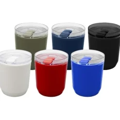 Hudson kubek z podwójnymi ściankami o pojemności 180 ml wykonany z tworzyw sztucznych pochodzących z recyklingu / Czerwony 10085221