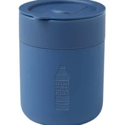 Java kubek ceramiczny z silikonową osłoną i plastikową pokrywką 330 ml / Niebieski 10080852