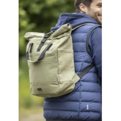 Joey 15-calowy plecak na laptopa z płótna z recyklingu z certyfikatem GRS o pojemności 15 l / Granatowy 12067855