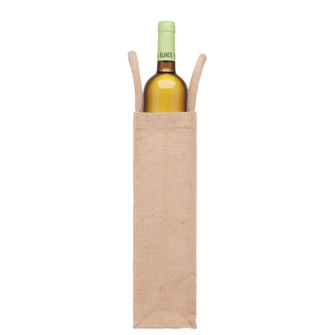 Jutowa torba na wino/1 butelka / Beżowy MO6258-13
