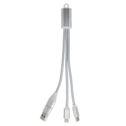 Kabel ładujący 2 w 1 USB-A/C do USB-C i Lightning, aluminiowy / Srebrny LT95664-N0005