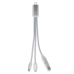 Kabel ładujący 2 w 1 USB-A/C do USB-C i Lightning, aluminiowy / Srebrny LT95664-N0005