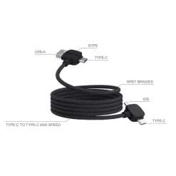 Kabel do ładowania i synchronizacji Urban Vitamin Stockton 65W / Czarny P302.7101