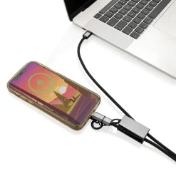 Kabel do ładowania 2 w 1, smycz na telefon Terra / Szary P302.5402