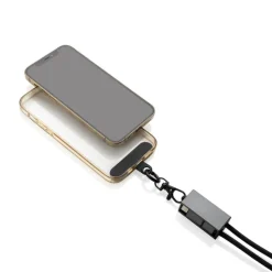Kabel do ładowania 2 w 1, smycz na telefon Terra / Szary P302.5402